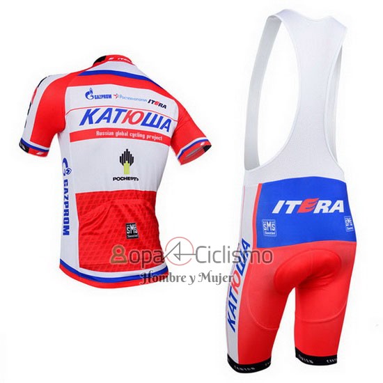 Katusha Ropa Ciclismo Culotte Corto 2013 Mangas Cortas Blanco y Rojo